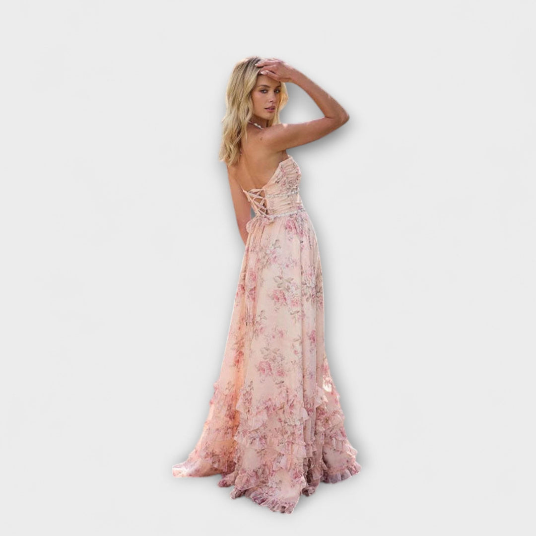 Luzie - Rosa langes fliessendes Kleid