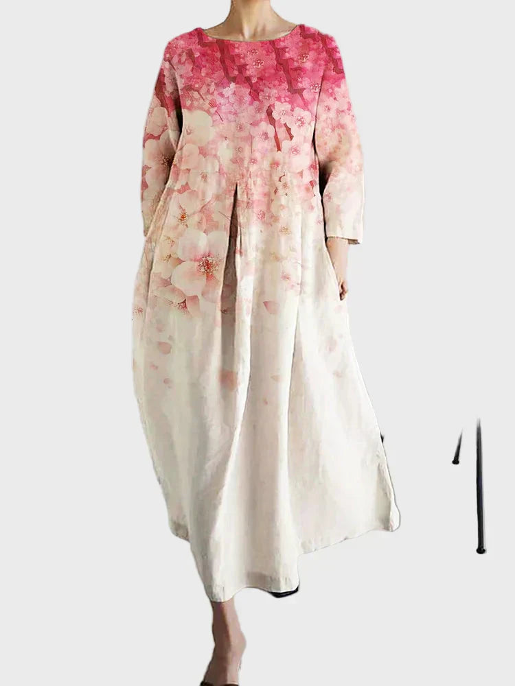 Rosa Ombré-Kleid mit Blütenmuster