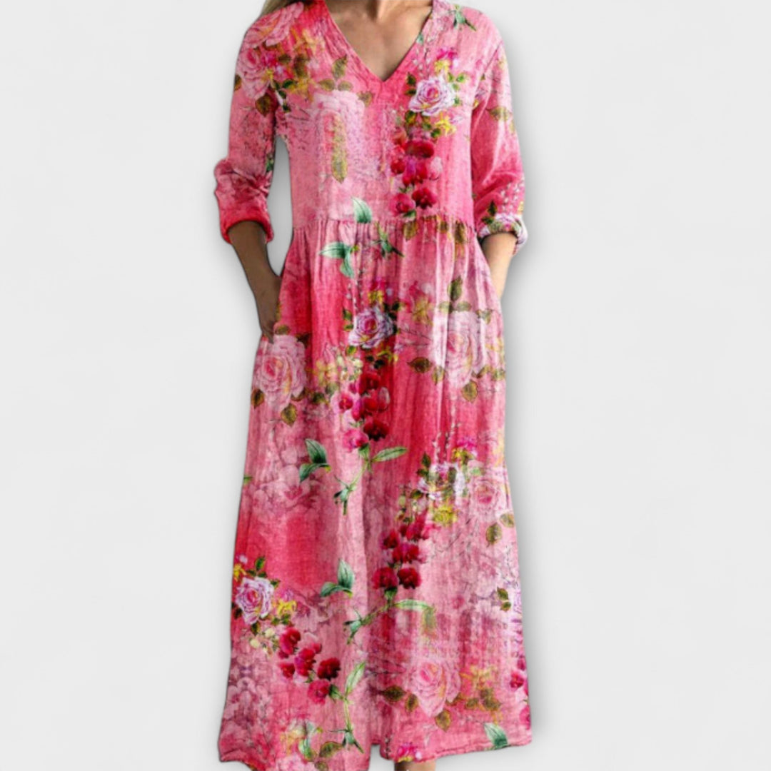 Marsell - Pinkes Maxikleid mit Blütenmuster