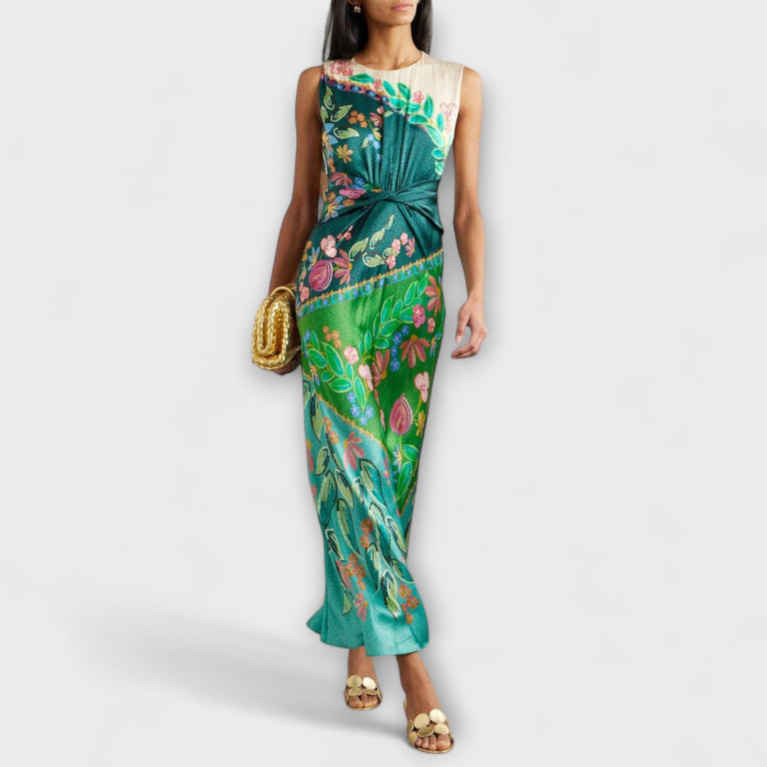 Aisling - Buntes drapiertes Maxikleid mit Blütenmuster