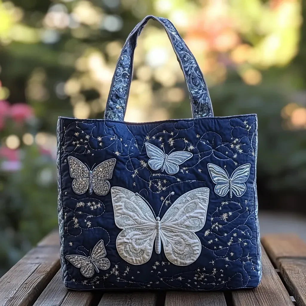 Handgefertigte Tasche Schmetterling Silber